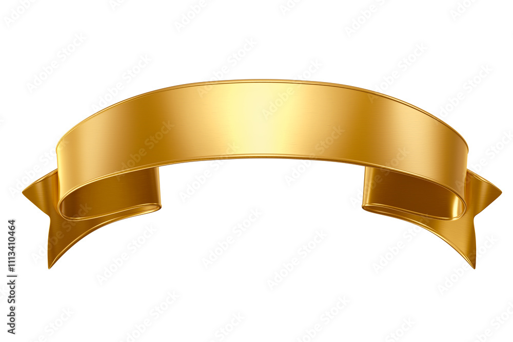 Wall mural golden ribbon banner in 3d render with background transparent