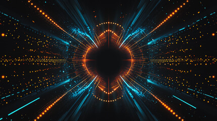 Naklejka premium Abstract black background with Colorful geometric lines. Digital future technology . Abstract business connection of lines from nodes innovation of communication in the network.