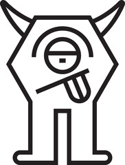 Cute Monster Character Line Icon
