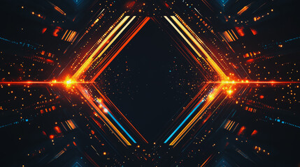 Fototapeta premium Abstract black background with Colorful geometric lines. Digital future technology . Abstract business connection of lines from nodes innovation of communication in the network.