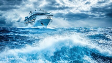 Cruise Ship Braving a Stormy Ocean