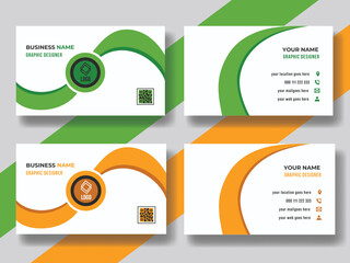 Organic Green yellow modern creative professional business card template design corporate identity design.