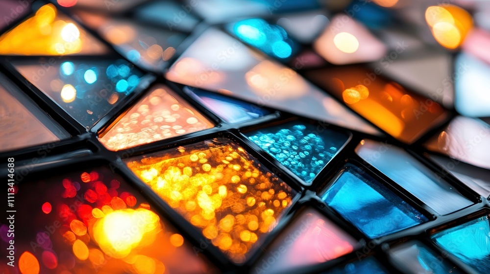 Poster create vibrant geometric patterns with abstract stained glass art studio digital design colorful env
