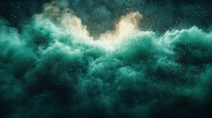 Fototapeta premium Green Powder Explosion Abstract Background High Contrast Motion Splash Energy