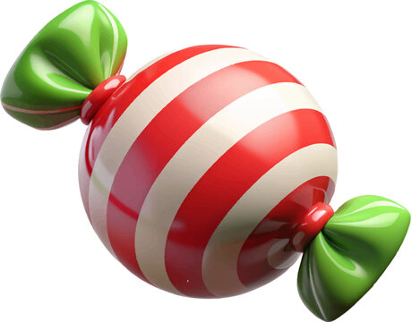 3d candy red and white lollipop sugar sweet snack for Christmas