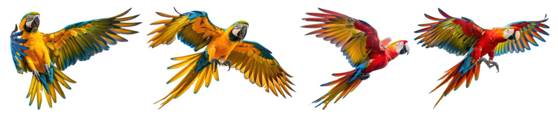 Obraz premium PNG Macaw parrot animal flying bird set on transparent background