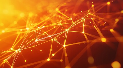 Futuristic high tech digital network lines conveying connectivity concept on vibrant orange and yellow background, 3d rendered image illustrating advanced technology and innovation
