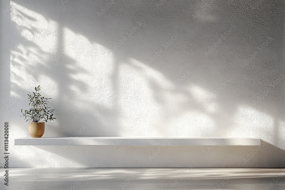 Poster white textured wall minimalist studio background soft light and shadows interior design for displayi