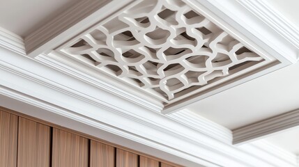 Obraz premium Room Ceiling Ventilation Concept, Elegant Artistic Ceiling Ventilation Design in Luxurious Modern Penthouse Interior