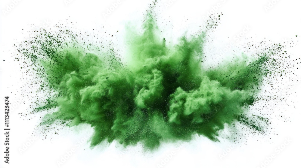 Aufkleber green powder explosion abstract art splatter background vibrant dust burst soft light dynamic motion