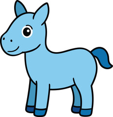 Cartoon Blue Donkey Vector Design