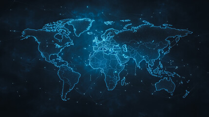 Naklejka premium abstract business connection of line from nail node to node on world map background Innovation network points Earth's surface