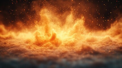 Fototapeta premium Golden Sand Explosion in Minimalist Setting Abstract Dust Burst