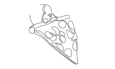 Continuous line of hand holding pizza illustration