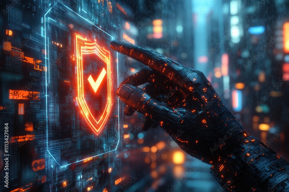 Aufkleber Cybersecurity Technology for Data Protection in Global Business Network with Virtual Firewall and Digital Encryption