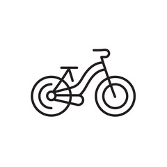 Simple black and white line drawing of a bicycle. Minimalist bicycle icon for cycling or transportation designs