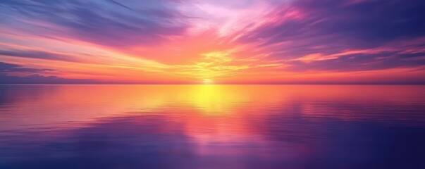 Obraz premium Serene Sunset Over Calm Waters Vibrant Colorful Sky Reflecting on Ocean Dreamy Evening Landscape
