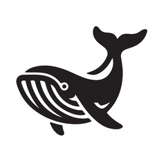Minimalist black and white line art of a humpback whale. Black and white silhouette of a majestic whale