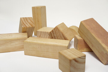 Stack of wooden block toys, educational creative fun games