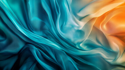 Flowing Fabric Texture in Turquoise and Orange Gradient