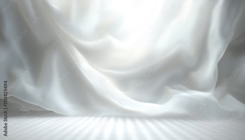 Poster minimalist ethereal background with flowing fabric and gentle lighting