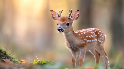 Adorable Young Fawn Standing Gracefully in a Forest Glade