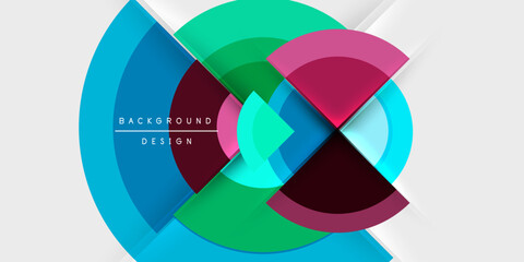 Fototapeta premium Circle and semi circle geometric background. Vector Illustration For Wallpaper, Banner, Background, Card, Book Illustration, landing page