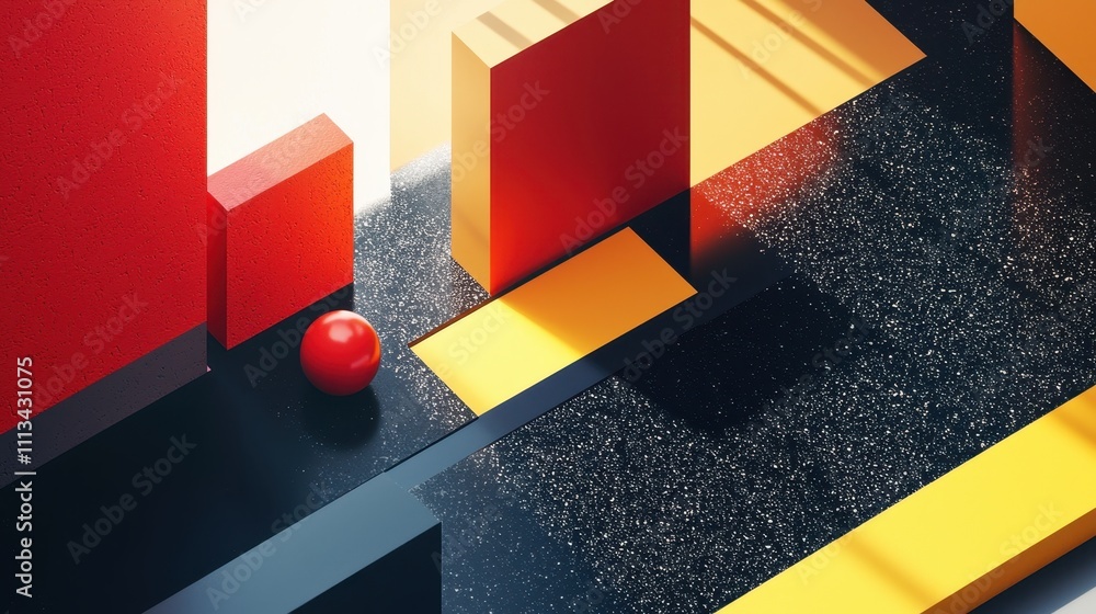 Poster vibrant abstract graphic layout with contrasting shapes and textures for modern design projects
