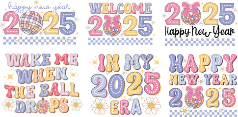 Retro happy new year 2025 SVG bundle, welcome 2025,
in my 2025 era