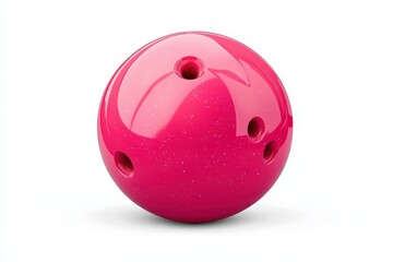 Bright Pink Bowling Ball with Three Holes on a White Background
