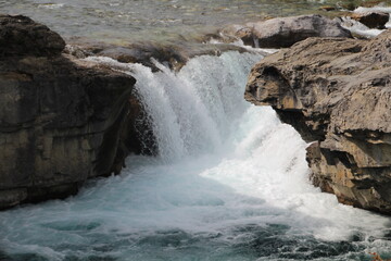 Water Rushes Over The Elbow Falls, Kananaskis Country, Alberta