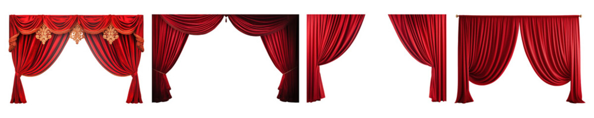 PNG Curtains in various styles set on transparent background