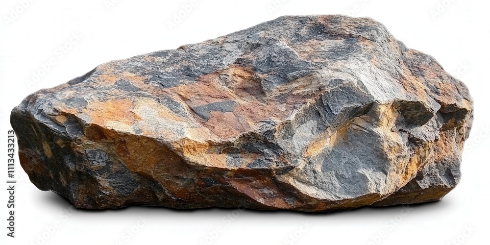 Aufkleber isolated large rock on white background representing chaos with unique texture and color patterns fo