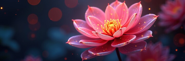 Fototapeta premium A beautiful pink lotus flower, radiating tranquility and grace, perfect for wellness, nature, or beauty-themed projects.