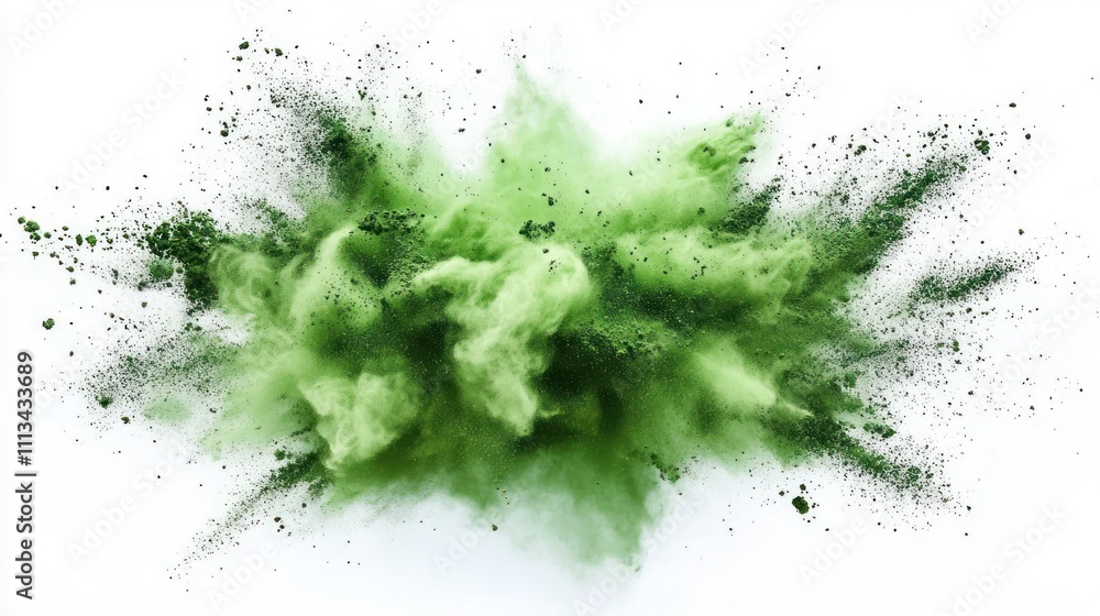 Aufkleber green powder explosion abstract art soft lighting dynamic movement high contrast background