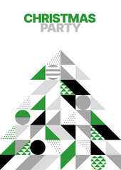 Christmas tree made of geometric shapes. For flyer, greeting card, poster, banner, Christmas party invite. 