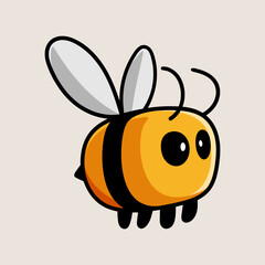 fun cartoon character of bee logo isolated colored drawing line art style sketch classic vintage design illustration