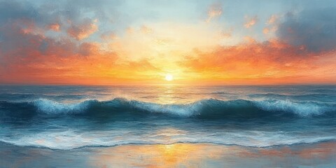 Fototapeta premium Sunrise Ocean Serenity Soft Pastel Colors Tranquil Water Reflection Dreamy Landscape