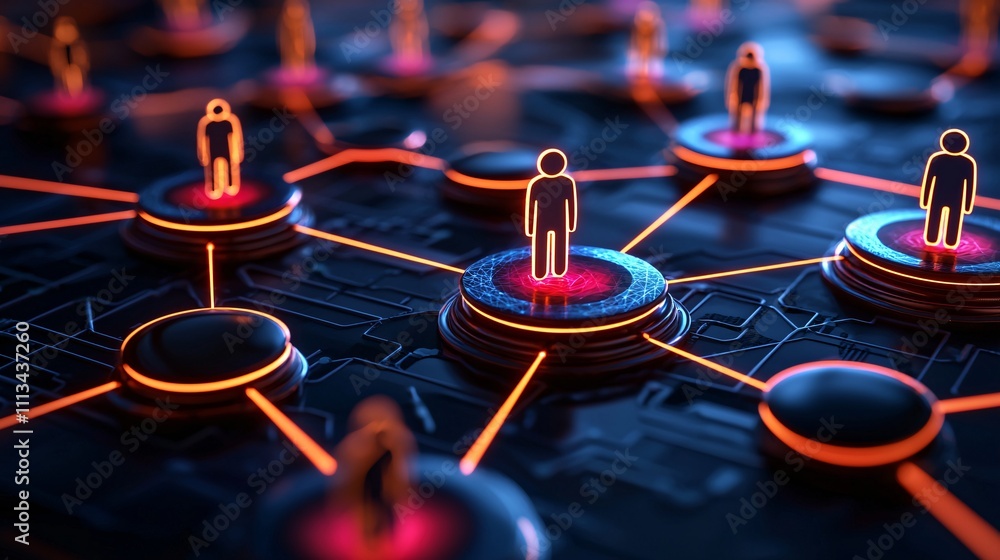 Poster exploring digital connections networking interaction virtual environment technology futuristic viewp