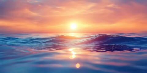 Fototapeta premium Serene Ocean Surface at Sunset with Pastel Colors and Vibrant Reflections