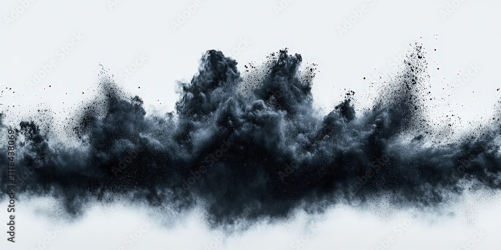 Aufkleber abstract black powder explosion on white background creating a chaotic scene with dramatic texture a