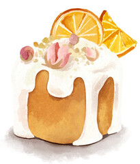 Hand-drawn illustration of cake with flowers on it