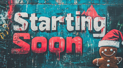 Starting Soon Graffiti with Festive Gingerbread Cookie, Streaming Screen Scene Overlay  