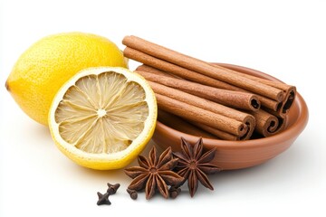 Dried Lemon Slices with Star Anise and Cinnamon Sticks Arrangement