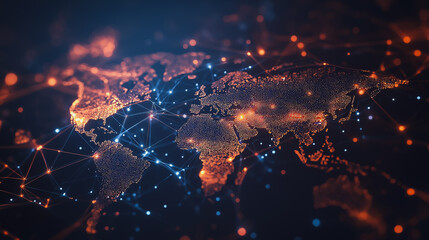 Obraz premium background network points Earth's surface wave background Abstract digital wave background information technology background The background is the background. gradient wave digital wave ban