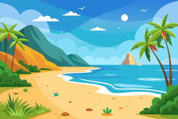 Fototapeta premium Beautiful Blue Beach Scenery Background