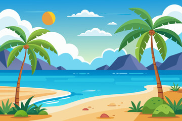Obraz premium Beautiful Blue Beach Scenery Background