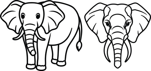 bundle elephant line art illustrator eps