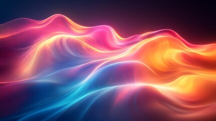Obraz premium Vibrant holographic light streaks in alternative hues of teal magenta and amber flowing dynamically across a dark gradient background