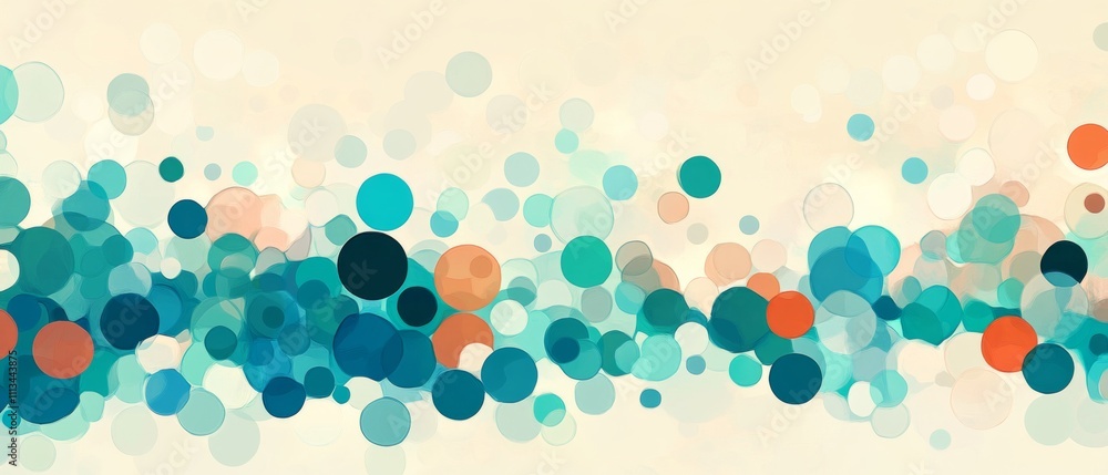 Poster gradient abstract background with colorful bokeh circles in blue, green, orange, and beige creating 